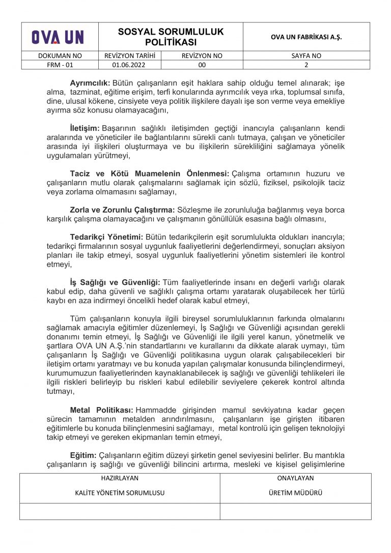 Microsoft Word - SOSYAL SORUMLULUK POLİTİKASI.DOCX